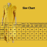 Yellow Cotton 3-Piece Kurti Set with Aari Mirror Work, Sequin Details, Elastic Pant & Chiffon Dupatta