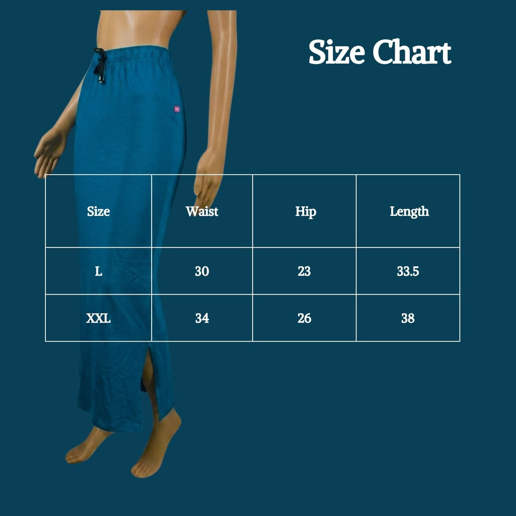 Teal Blue 4-Way Lycra Shapewear Inskirt for Women, Stretch Comfort Midi Skirt
