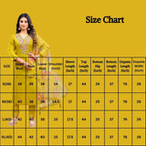 Yellow Roman Silk 3-Piece Kurti Set with Embroidered Work & Chinon Dupatta, Elastic Pant