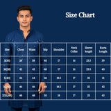 Men's Teal Blue Lakhnavi Kurta with Embroidered Look, Traditional Band Collar Kurta Style