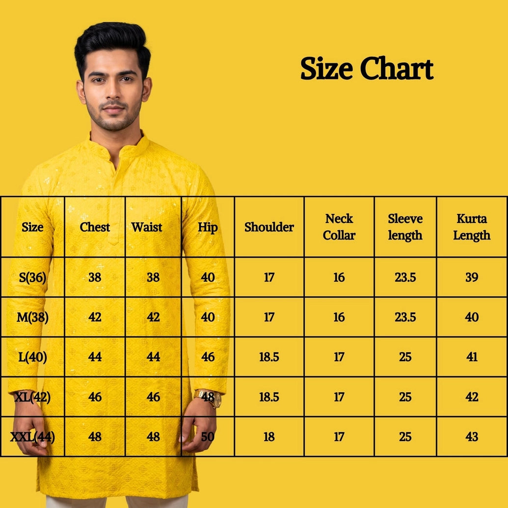 Men Yellow Lakhnavi Kurta with Sequins Look, Traditional Band Collar, Festive Ethnic Wear