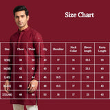Men's Maroon Lakhnavi Kurta with Sequined Texture and Band Collar for Festive Wear