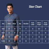 Men’s Blue Cotton Kurta with Multicolor Embroidery and Gold Sequins (Pareek) - Traditional Ethnic Wear