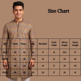 Men’s Beige Cotton Kurta with Multicolor Embroidery & Gold Sequin Detail (Pareek)