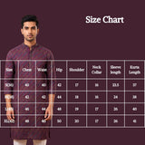 Men’s Wine Cotton Kurta with Multicolor Embroidery & Gold Sequin Work (Pareek) for Festive Wear