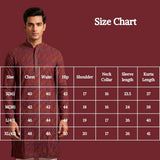 Men's Red Cotton Kurta with Multicolor Embroidery and Gold Sequin Work (Pareek)