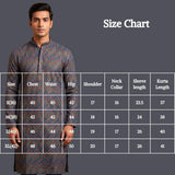 Men’s Grey Cotton Kurta with Leaf Embroidery and Gold Dot Work by Pareek