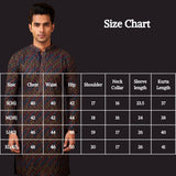 Men’s Black Cotton Kurta with Leaf Embroidery & Gold Sequin Work (Pareek) for Festive Wear