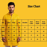 Men’s Yellow Chikankari Cotton Kurta with Sequin Embroidery, Pareek Work