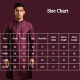 Men's Wine Burgundy Self-Textured Kurta, Royal Look (Pareek) for Festive & Daily Wear