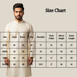 Men’s Cream Self-Textured Royal Look Kurta, Traditional Straight Fit for Festive Wear
