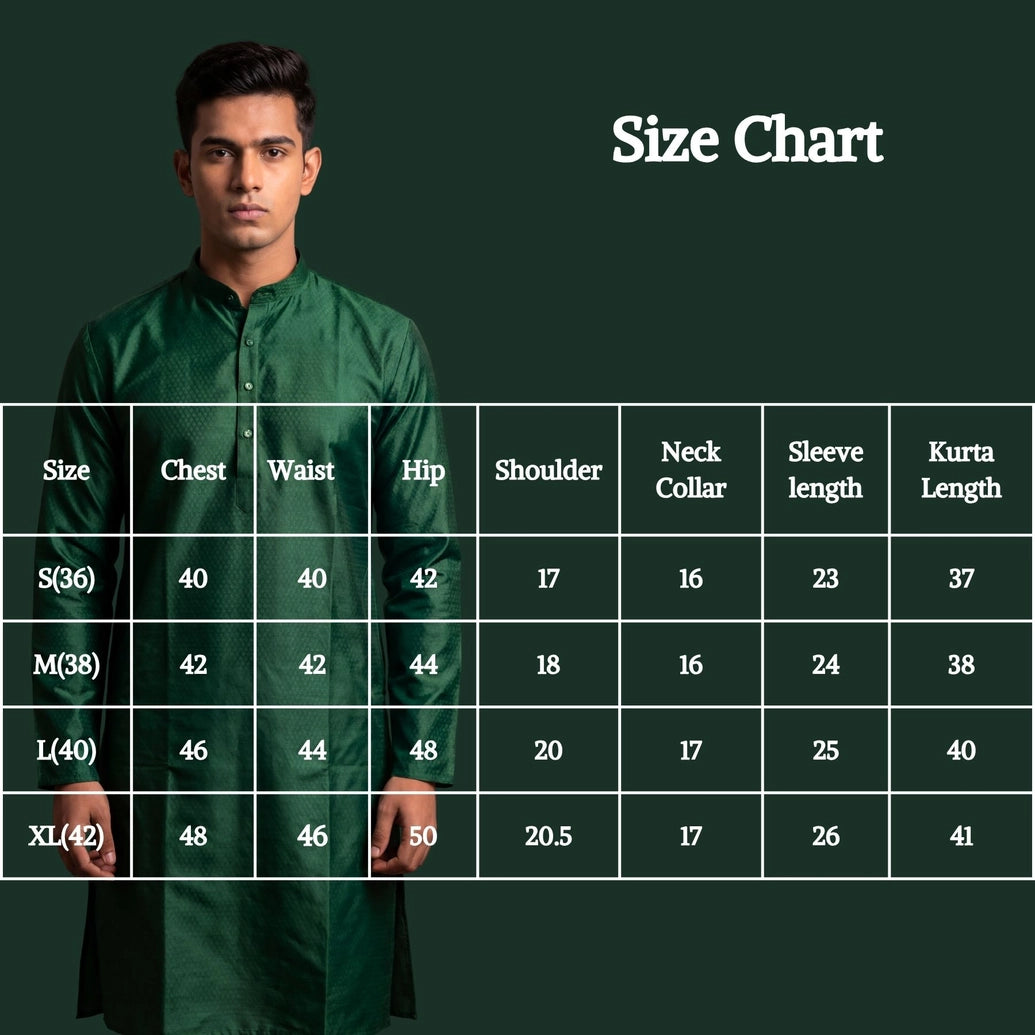 Men's Bottle Green Self-Textured Royal Look Kurta by Pareek, D.No B1280