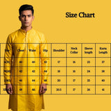 Men’s Mustard Yellow Self-Textured Royal Look Kurta by Pareek