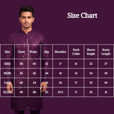 Men’s Purple Chikankari Cotton Kurta with Copper Sequin Embroidery, Wine/Purple Base
