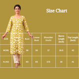 Olive Green Floral Cotton Kurti with Lace Details and Wooden Buttons