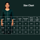 Dark Green Cotton Kurti with Vertical Diamond-Pattern Embellishment, Round Neck, 3/4 Sleeves