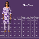 Lavender Floral Cotton Kurti with Elastic Pant Set for Women (2-Piece)