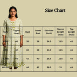 Olive Green Cotton Anarkali Gown with Dori Design, Geometric Floral Print & Golden Piping Detail