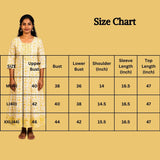Women’s Yellow Cotton Anarkali Kurti Gown with Dori Design, Geometric Floral Print & Silver Sequin Detail