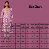 Pink Cotton 3-Piece Floral Kurti Set with Embroidery Work, Elastic Pant & Matching Dupatta