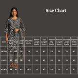 Black Floral Cotton Kurti Set with Striped Elastic Pant and Matching Dupatta for Women (3-Piece)