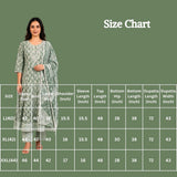 Pista Green Cotton 3-Piece Kurti Set with Floral Print, Embroidered Neckline, Elastic Frock Pant & Matching Dupatta