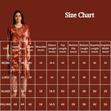 Rusty Orange Floral Cotton Kurti Set with Elastic Pant & Matching Dupatta