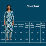 Sky Blue Floral Cotton Kurti with Elastic Pant - 2 Piece Set with Lace & Button Details — view 1