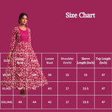 Pink Cotton Anarkali Kurti Gown with Dori Design, Geometric & Floral Print and Silver Sequin Detailing