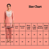 Peach Roman Co-Ord Kurti & Pant Set with Mirror-Work Embroidery and Elastic-Fit Interlock Fabric