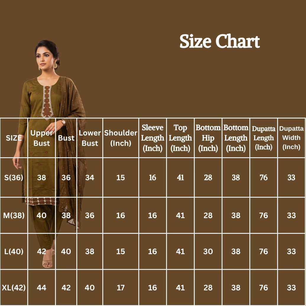 Roman Silk 3-Piece Kurta Set with Embroidered Neckline, Elastic Pant & Sequence Dupatta