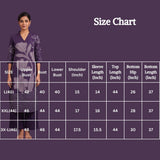 Purple Roman Co-Ord Kurti Set with Vertical Floral Placement Print & V-Neck Kurti, Elastic Pant