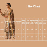 Beige Roman Silk 3-Piece Kurti Set with Elastic Pant and Embroidered Sequence Dupatta