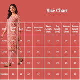 Light Pink Cotton Floral Kurti Set with Printed Pant, Chevron Panels, Lace Trims and Decorative Buttons