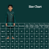 Boys Teal Green Koti Kurta Set with Printed Nehru Jacket, Full Sleeves and Matching Pants