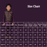 Boys Wine Koti Kurta Set (3-Piece) with Nehru-Style Waistcoat, Matching Pants & Brooch