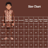 Boys’ Brown Koti Kurta Set (3-Piece) with Printed Sleeveless Koti & Traditional Motifs