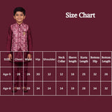 Boys Rani Pink Koti Kurta Set 3-Piece with Printed Sleeveless Koti and Geometric Floral Motifs