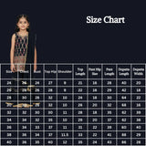 Girls Navy Blue Satin Garara 3-Piece Ethnic Set with Golden Border Sleeveless Top and Flared Pants