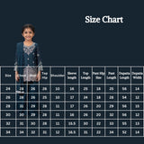 Girls Navy Blue Palazzo 3-Piece Set with Embroidered Top, Salwar & Dupatta