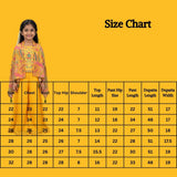 Girls Yellow Georgette Palazzo 3-Piece Set with Flared Kurti and Matching Dupatta