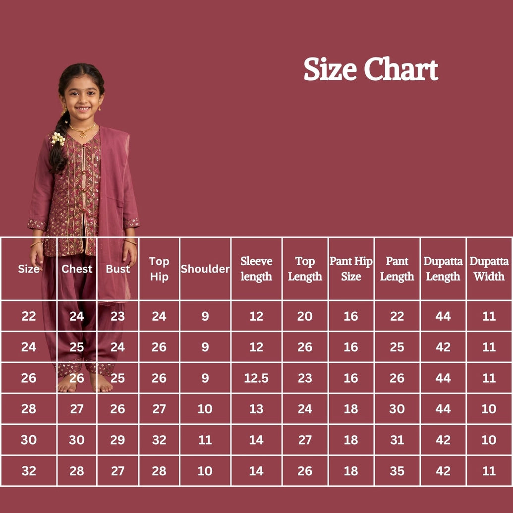 Girls Roman Silk 3-Piece Pakistani Suit Set with Embroidered Kurti, Salwar & Matching Dupatta