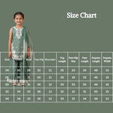 Girls Roman Silk 3-Piece Palazzo Set with Floral Embroidery, Matching Kurti, Palazzo Pants & Dupatta