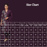 Purple Cotton 3-Piece Kurti Set with Aari & Mirror Work, Elastic Pant and Chiffon Dupatta