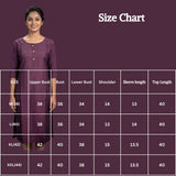 Purple Two-Tone Printed Straight Kurti with Round Neck, 3/4 Sleeves & Front Button Detail