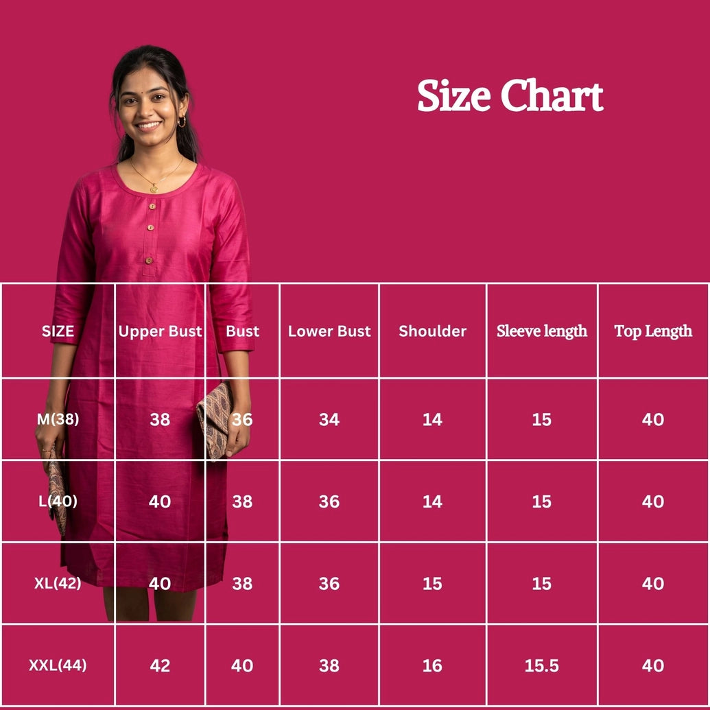 Pink Two-Tone Printed Straight Kurti with Round Neck, 3/4 Sleeves and Front Button Detail