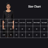 Black Two-Tone Printed Kurti with Round Neck, 3/4 Sleeves & Front Button Detailing