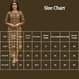Mustard Yellow Rayon Kurti Set with Elastic Pant, Foil Geometric Print, Round Neck, 3/4 Sleeves