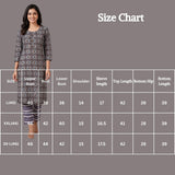 Grey Rayon Kurti Pant Set with Geometric Foil Print, Round Neck 3/4 Sleeves and Elastic Waist