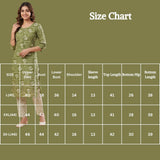 Olive Green Rayon 2-Piece Kurti Set with Elastic Pant, Round Neck 3/4 Sleeves